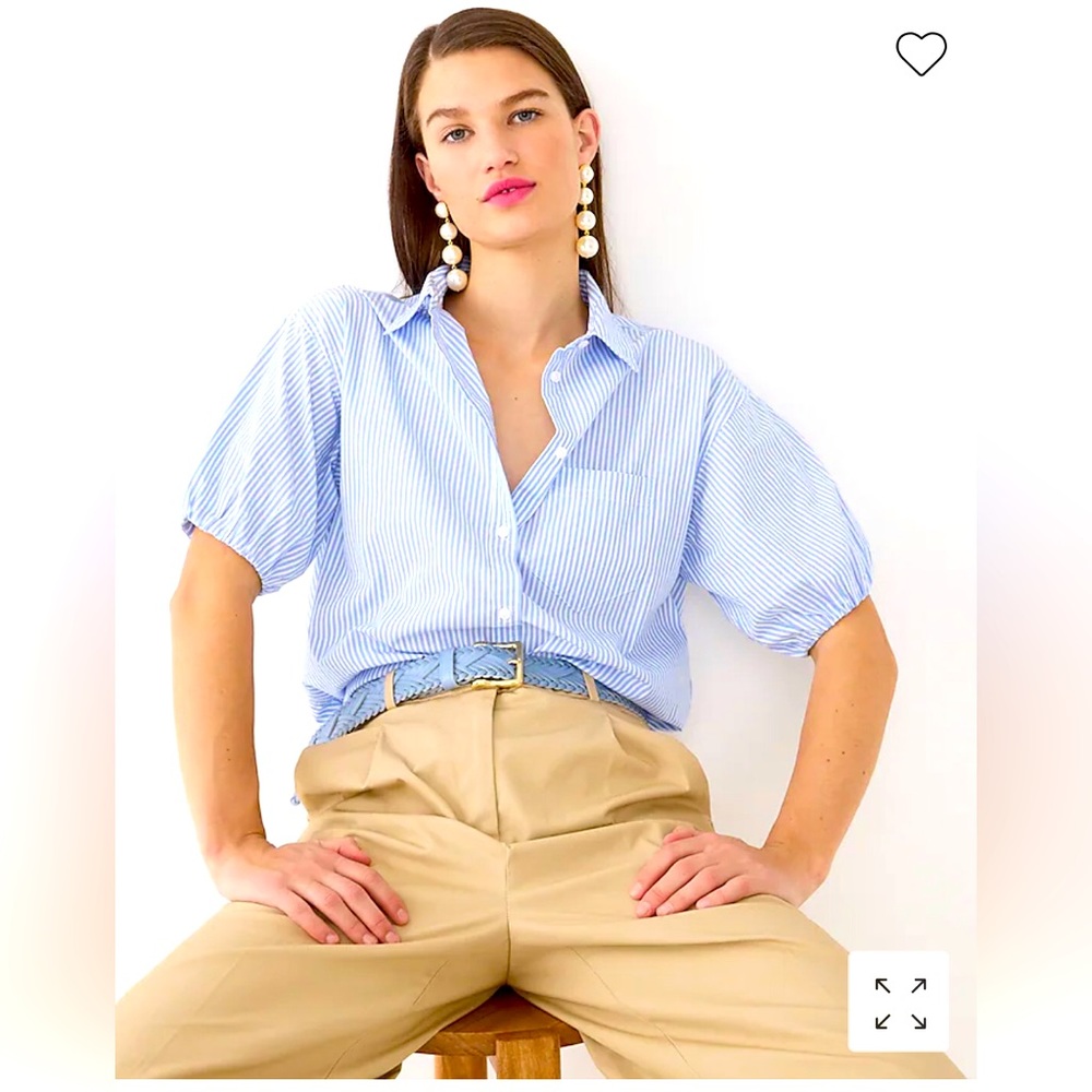 J Crew Spring Garden Poplin Stripe Garden Top